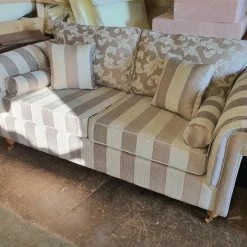 House Of Bling Furniture Boutique Royal Windsor Sofa In Floral And Strip Cream And Beige Sofas