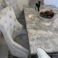 House Of Bling Furniture Boutique Cambridge Grey Marble Top With Our Light Grey Knocker Chairs 9 House Of Bling Furniture Boutique Cambridge Grey Marble Top With Our Light Grey Knocker Chairs