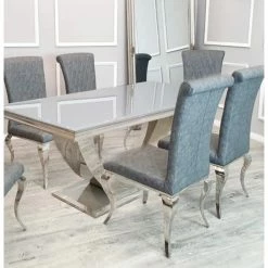 House Of Bling Furniture Boutique Madrid Table With Grey Glass Top