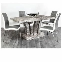 House Of Bling Furniture Boutique Jack Marble Affect Dining Table Dining Tables And Chairs Sets