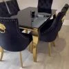 House Of Bling Furniture Dining Tables Cambridge Dining Table 1.8 Meters In Gold With Glass Top
