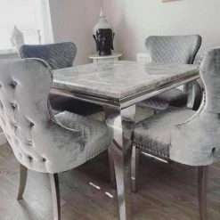 House Of Bling Furniture Boutique Devon Table With Dove Grey Lion Knock Chairs