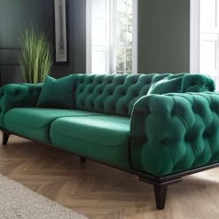 House Of Bling Furniture Boutique Roma Chesterfield Sofa Set In Green French Velvet Sofas