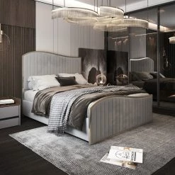 House Of Bling Furniture Boutique Beds Luxury Wave Metal Trim Bed