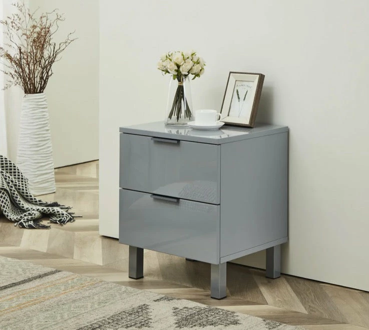 House Of Bling Furniture Boutique Cambridge High Gloss Grey Bedside Drawers 3 House Of Bling Furniture Boutique Cambridge High Gloss Grey Bedside Drawers