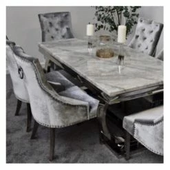 House Of Bling Furniture Boutique Dining Tables And Chairs Sets Buxford Table Light Grey Marble Top With Lara Chairs