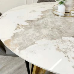 House Of Bling Furniture Dining Tables Zara Round Marble Dining Table With Chair Option