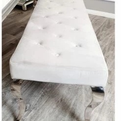 House Of Bling Furniture Boutique Cambridge Dining Bench In Light Grey Velvet