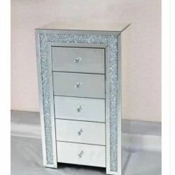 House Of Bling Furniture Boutique Crushed Diamond Tall Boy Chest