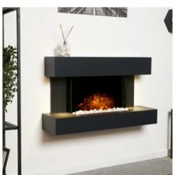 House Of Bling Furniture Boutique Manchester Wall Mounted Electric Fireplace Black Fire Places