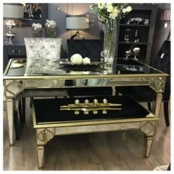 House Of Bling Furniture Boutique Dining Tables Morocco Range Gold Mirrored Dining Table.