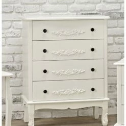 House Of Bling Furniture Boutique Antionette Chest Of 4 Drawers White