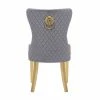 House Of Bling Furniture Boutique Grey Velvet Lion Knock Chair Package With Gold Knocker And Legs