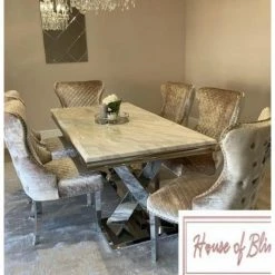 House Of Bling Furniture Boutique Dining Tables And Chairs Sets Ariana Marble X Cream Marble Table Top With Chairs