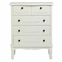 House Of Bling Furniture Boutique Antionette Chest Of 5 Drawers White