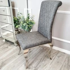 House Of Bling Furniture Boutique Dark Grey Leather Paris Chair Dining Chairs