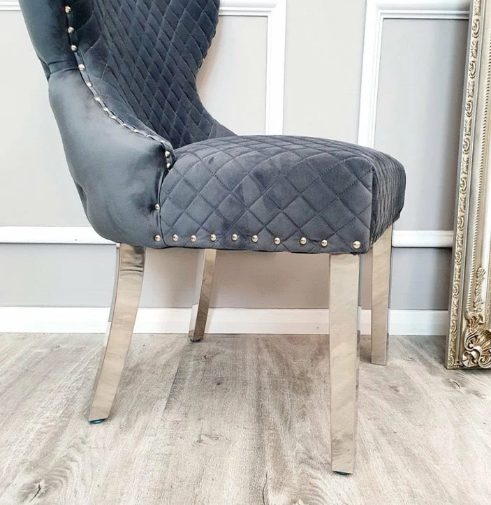 House Of Bling Furniture Boutique Dining Chairs Valentino Dark Grey Velvet Chairs 4 House Of Bling Furniture Boutique Dining Chairs Valentino Dark Grey Velvet Chairs