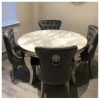 House Of Bling Furniture Boutique Dining Tables Oxford Dining Table Light Grey Marble Top With Knocker Chairs