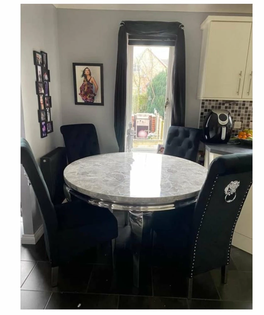 House Of Bling Furniture Boutique Oxford Round Marble Table With Lion Knock Chairs 3 House Of Bling Furniture Boutique Oxford Round Marble Table With Lion Knock Chairs