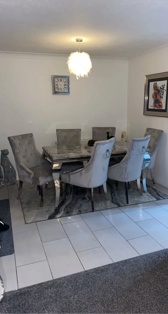 House Of Bling Furniture Boutique Cambridge Grey Marble Top With Our Light Grey Knocker Chairs 3 House Of Bling Furniture Boutique Cambridge Grey Marble Top With Our Light Grey Knocker Chairs