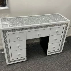 House Of Bling Furniture Boutique Dressing Tables White Crushed Diamond Trim Dressing Table