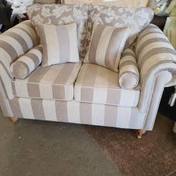 House Of Bling Furniture Boutique Royal Windsor Sofa In Floral And Strip Cream And Beige Sofas