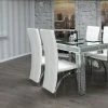 House Of Bling Furniture Boutique Crushed Diamond Table With High Faux Leather White Chairs