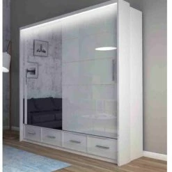 House Of Bling Furniture Boutique Siciley Wardrobe 200 Cm Wide With LED Lights