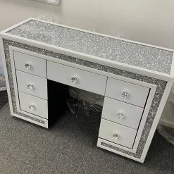 House Of Bling Furniture Boutique Dressing Tables White Crushed Diamond Trim Dressing Table