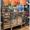 House Of Bling Furniture Boutique Champagne Valencia Mirrored Sideboard With Ring Handles