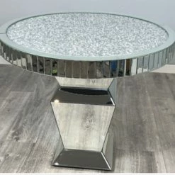 House Of Bling Furniture Boutique Round Crushed Mirror Dining Table