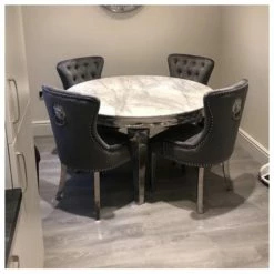 House Of Bling Furniture Boutique Dining Tables Oxford Dining Table Light Grey Marble Top With Knocker Chairs