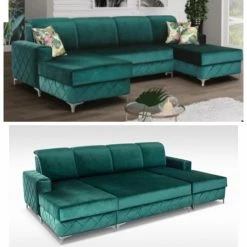 House Of Bling Furniture Boutique The Ross Large U Shape Sofa Bed In Velvet