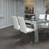House Of Bling Furniture Boutique Crushed Diamond Table With Faux Leather White Chairs Dining Tables And Chairs Sets