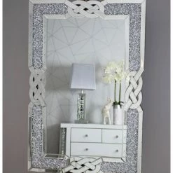 House Of Bling Furniture Boutique Lattice Crushed Diamond Mirror