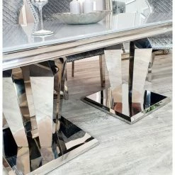 House Of Bling Furniture Boutique Dining Tables And Chairs Sets Athens Table Grey Glass Top 1.4 Meter Table