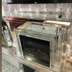 House Of Bling Furniture Boutique 2 Drawer Crushed Diamond LED Fire Place Fire Places