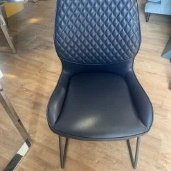 House Of Bling Furniture Boutique Dark Navy Blue Faux Leather Chairs Dining Chairs
