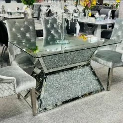 House Of Bling Furniture Boutique Crushed Diamond Square Dining Table