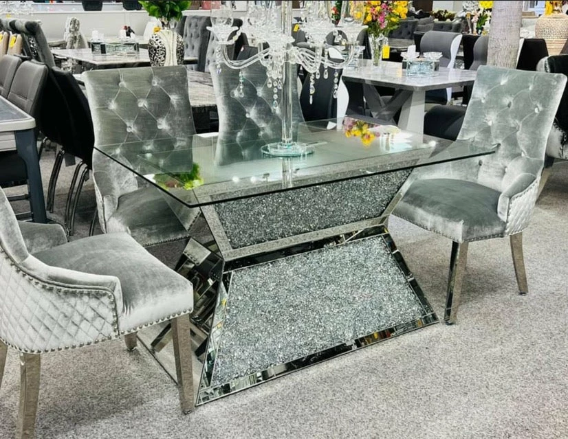 House Of Bling Furniture Boutique Crushed Diamond Square Dining Table 3 House Of Bling Furniture Boutique Crushed Diamond Square Dining Table
