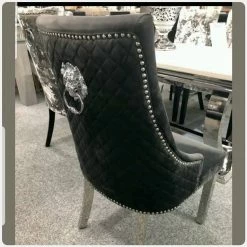 House Of Bling Furniture Boutique Valencia Lion Knock Plush Velvet Black Chair Package