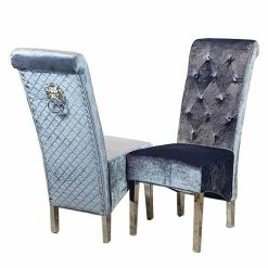 House Of Bling Furniture Boutique Elsie Dining Chair Metallic Grey Shimmer