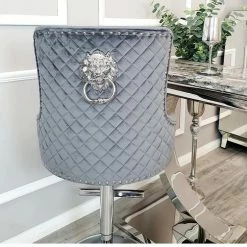 House Of Bling Furniture Boutique Lion Knock Bar Stools Grey