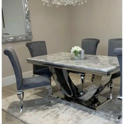 House Of Bling Furniture Boutique Dining Tables And Chairs Sets Madrid Marble Table With Grey Top