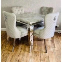 House Of Bling Furniture Boutique Devon Table With Dove Grey Lion Knock Chairs Dining Tables And Chairs Sets