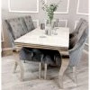 House Of Bling Furniture Boutique Cambridge Marble Table With Lion Knock Grey Chairs