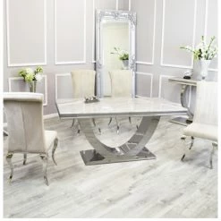 House Of Bling Furniture Boutique Madrid Table With Cream Marble Top