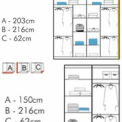 House Of Bling Furniture Boutique Lido Wardrobe In Grey Gloss