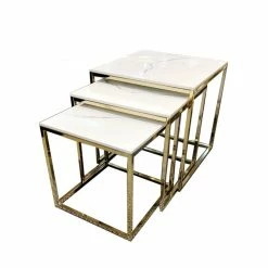 House Of Bling Furniture Boutique Side Tables Lara Nest White Sintered Stone Tables