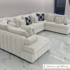 House Of Bling Furniture Boutique Oyster Oxford U Shape Chaise Sofa U Shape Sofas
